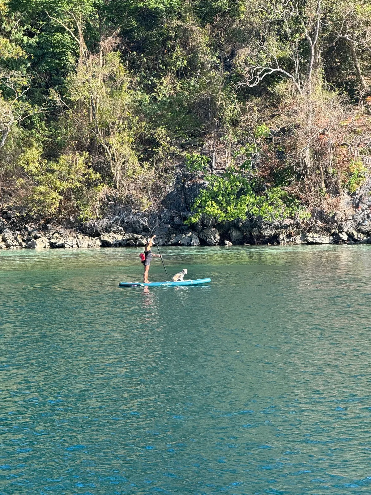 Dinghy with passengers approaching island