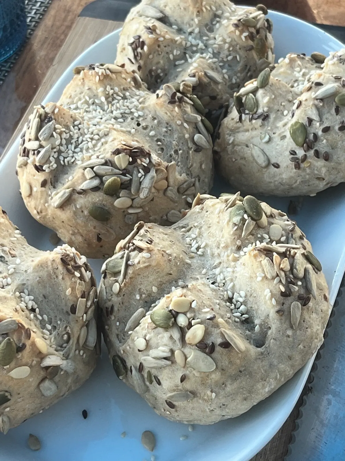 Close-up of seeded bread rolls