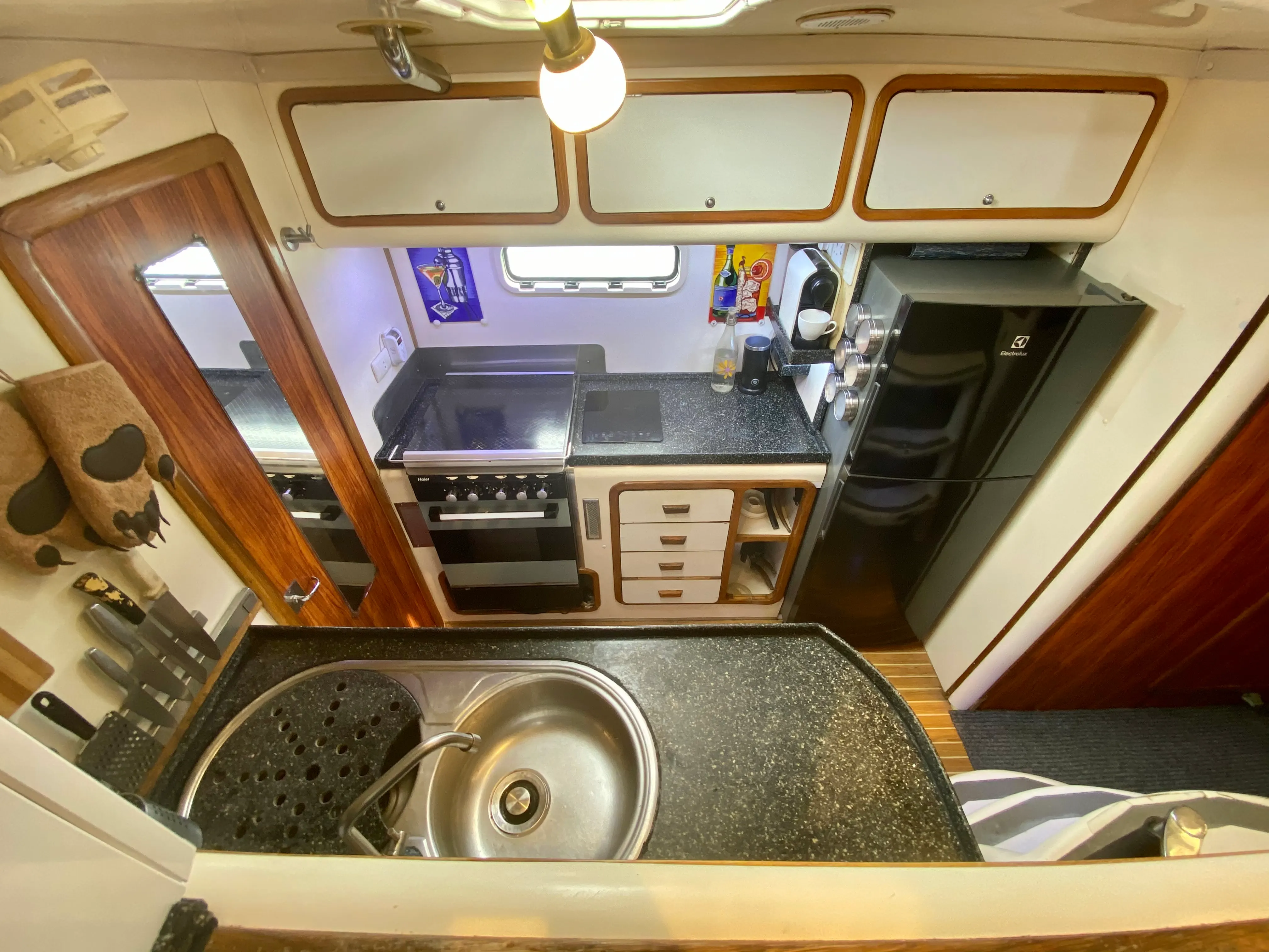 Full galley kitchen aboard Soniya